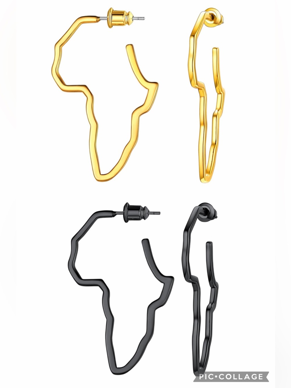 FaithHeart Africa Map Hoop Earrings Gold or Black